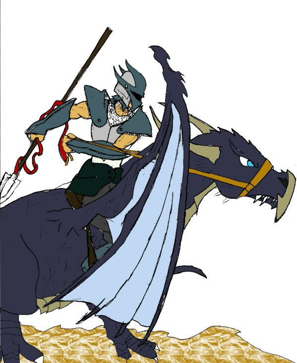 Wyvern-Rider Line art by Romara on DeviantArt