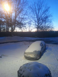 Snow covered sunrise