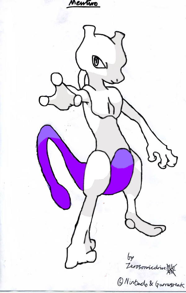 Mewtwo Lettering mewtwo drawing coloured by ZeroSonicDrive on DeviantArt