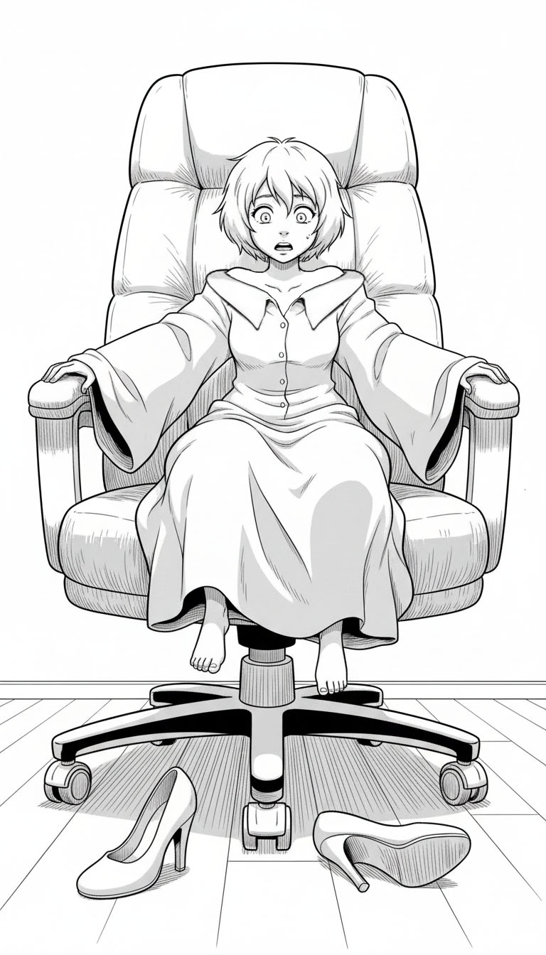 Shrinking At Her Desk 06