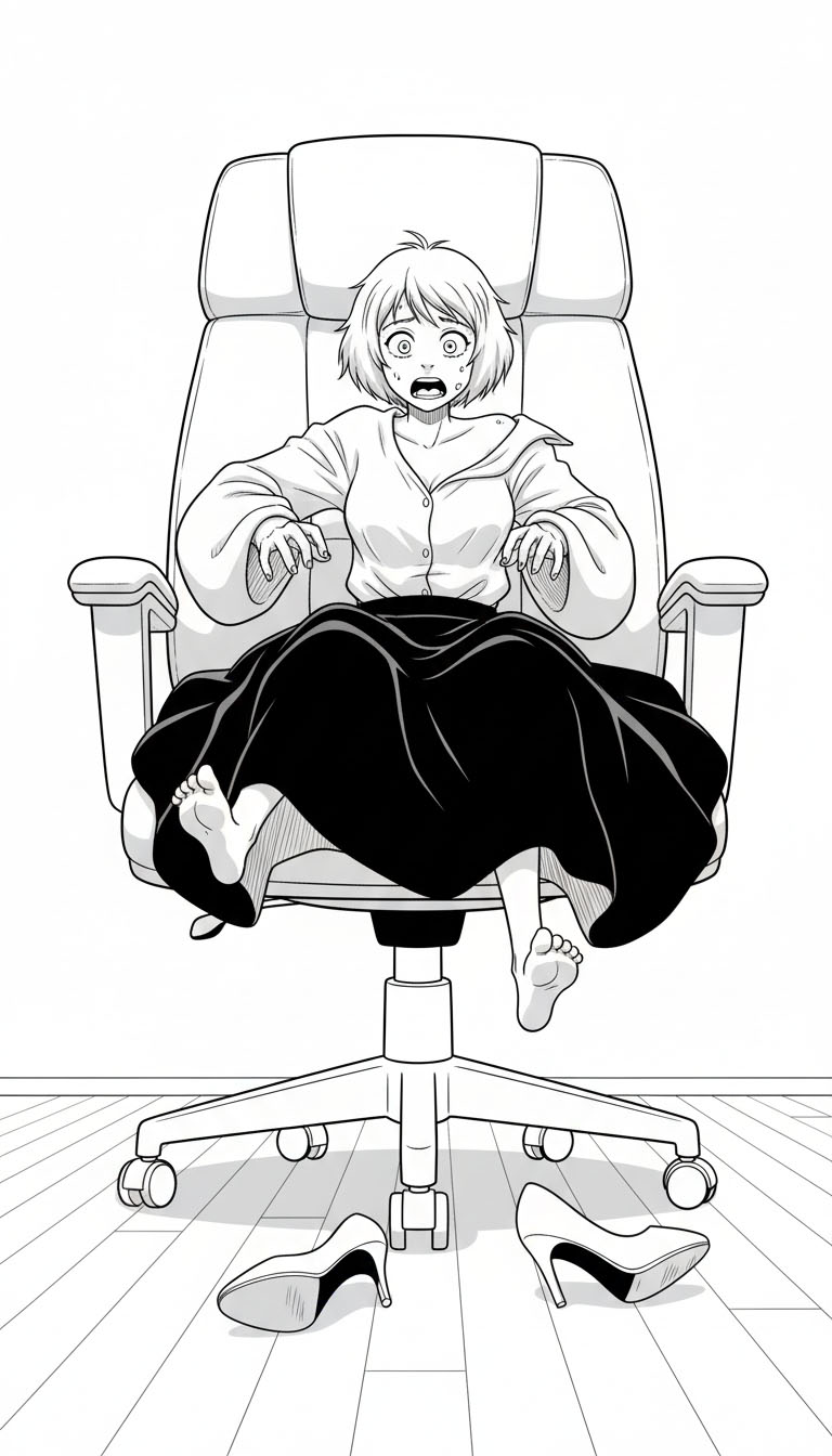 Shrinking At Her Desk 08