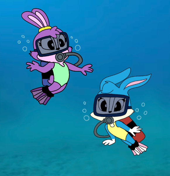 Jessica Rabbit Scuba AT-Purple rabbit and blue rabbit scuba diving by Pandagilr0801 on ...