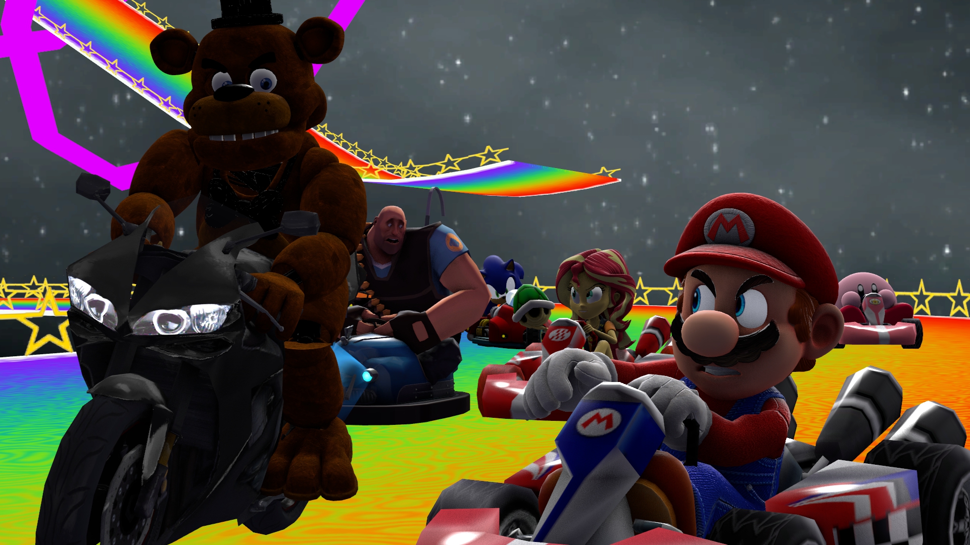 Mario vs. Freddy Fazbear  Super mario art, Mario fan art, Mario art