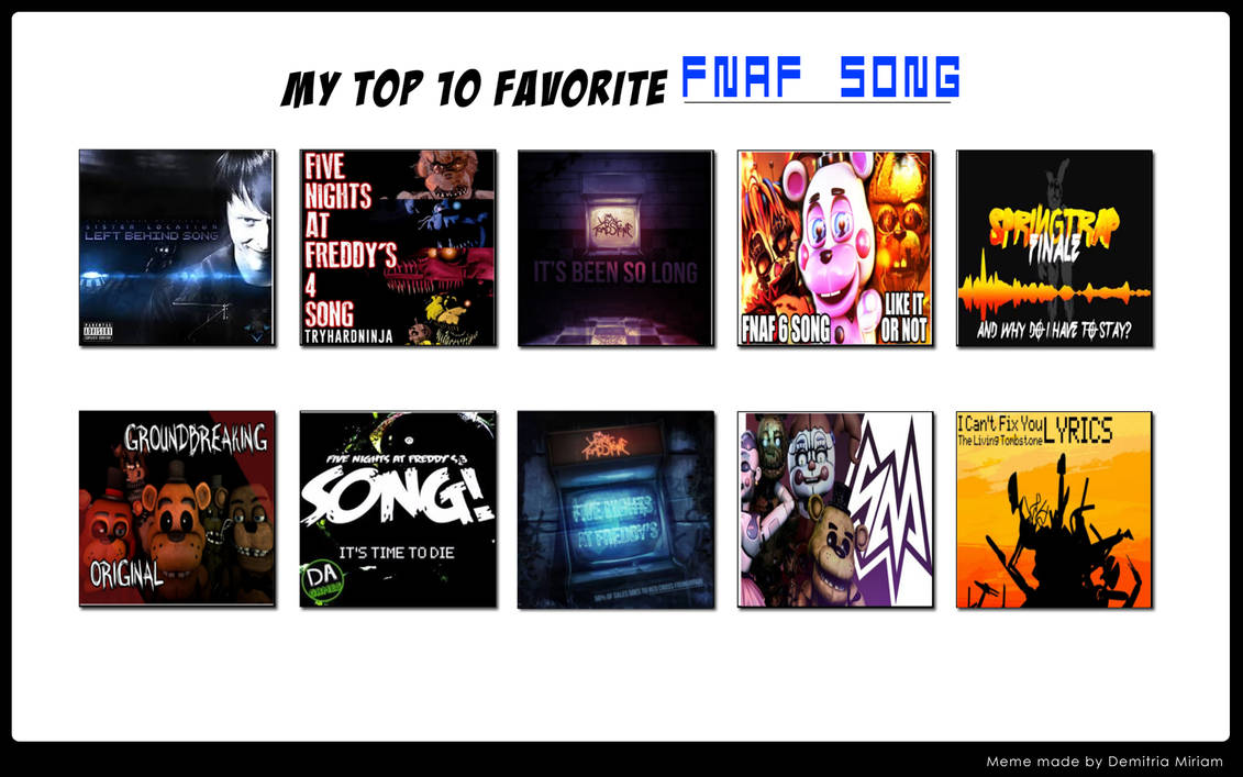 Top 10 Favorite Five Nights at Freddy's Songs 