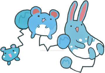 Azurill,Marill and Azumarill