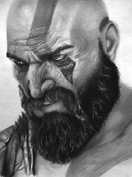 Pencil art of Kratos from the game -God of war