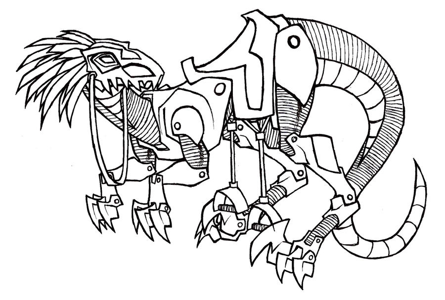 Mech Raptor lineart by Grigori77 on DeviantArt