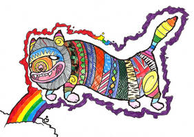 Wierd Rainbow Lunatic Psychedelic Death Mystic Cat