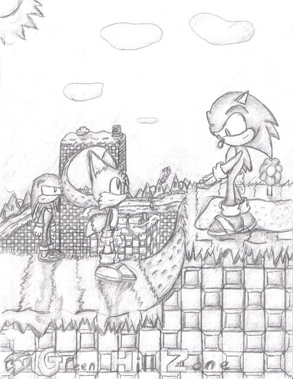 a drawing I made of green hill zone in MS paint : r/SonicTheHedgehog