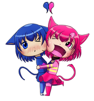 Neko Chibi Joyce and Neela hug