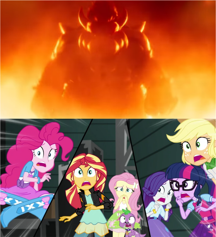 Equestria Girls Scared of Bowser's Appearance by DANIOTHEMAN on DeviantArt