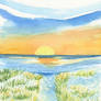 Sunset over the beach grass