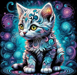 Cartoon Fractal Kitten