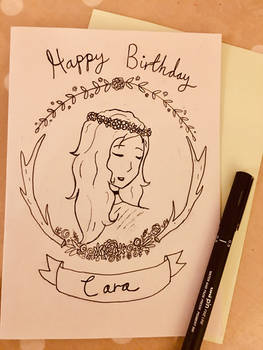 Cara's Card - WIP in pen