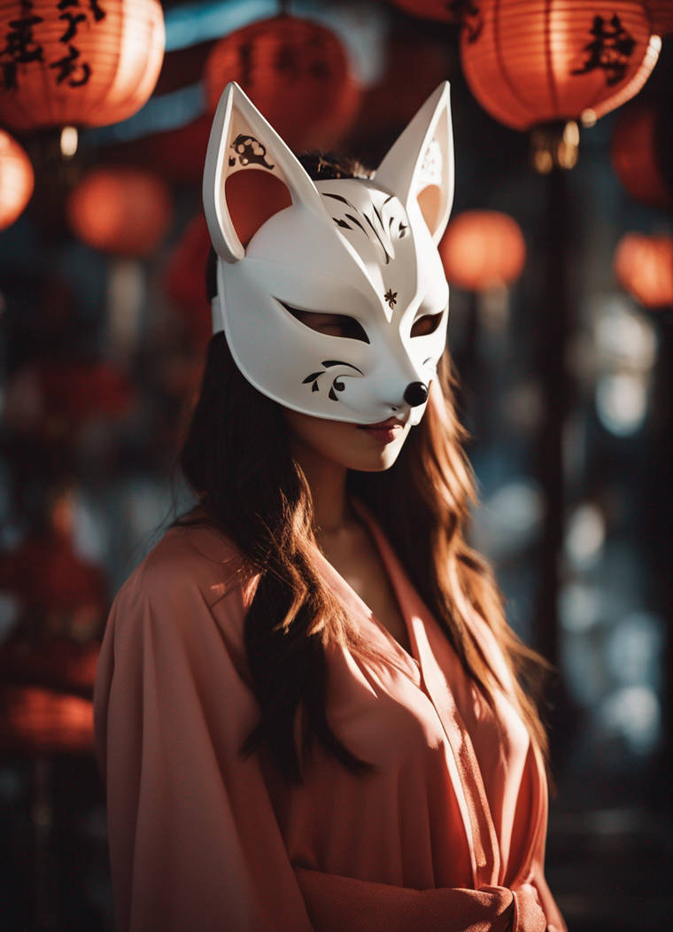 Kitsune Mask Examples A girl wearing a kitsune mask by Alex19e on DeviantArt