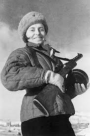 Russian female soldier m.gun