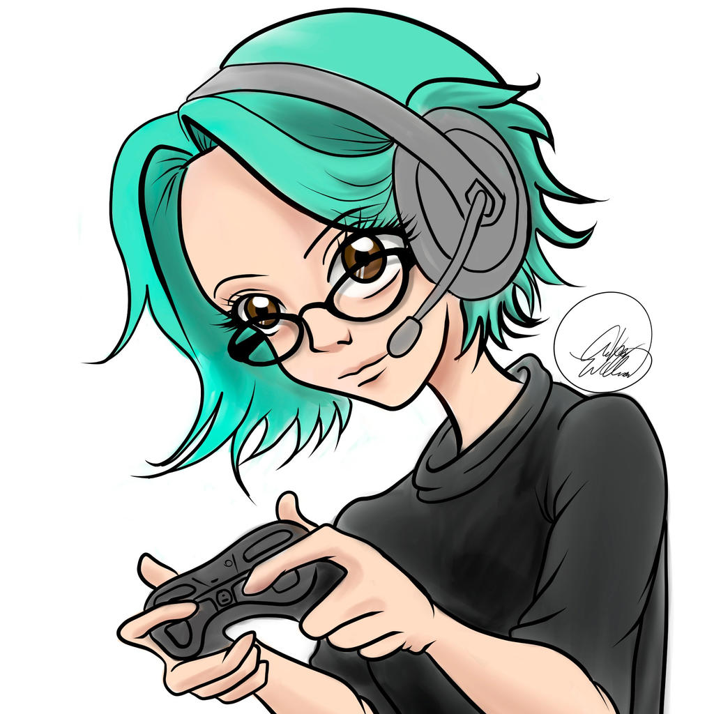 Gamer On Computer Drawing Drawing a Gamer by AmberAkArt on DeviantArt