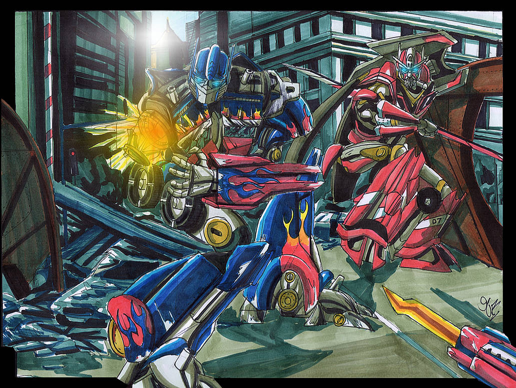 Optimus Prime vs Sentinel Prime by MrPurplee on DeviantArt