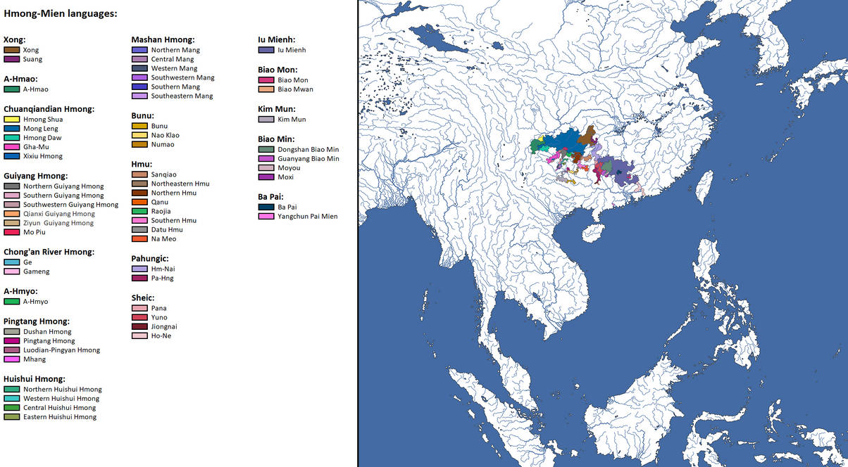 Hmon Language Hmong-Mien Languages by ServalCatMaps on DeviantArt