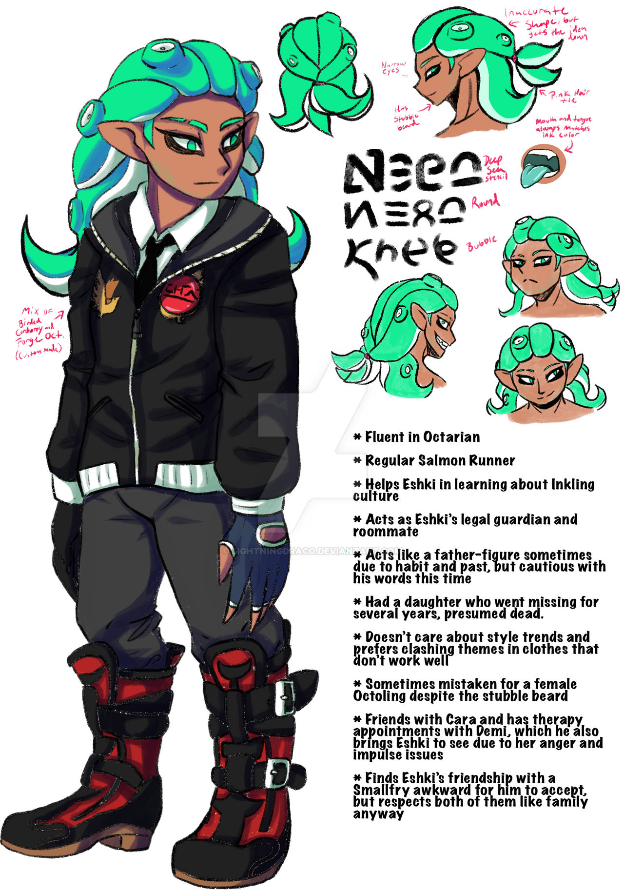Nero the Octoling Reference by LightningDraco on DeviantArt