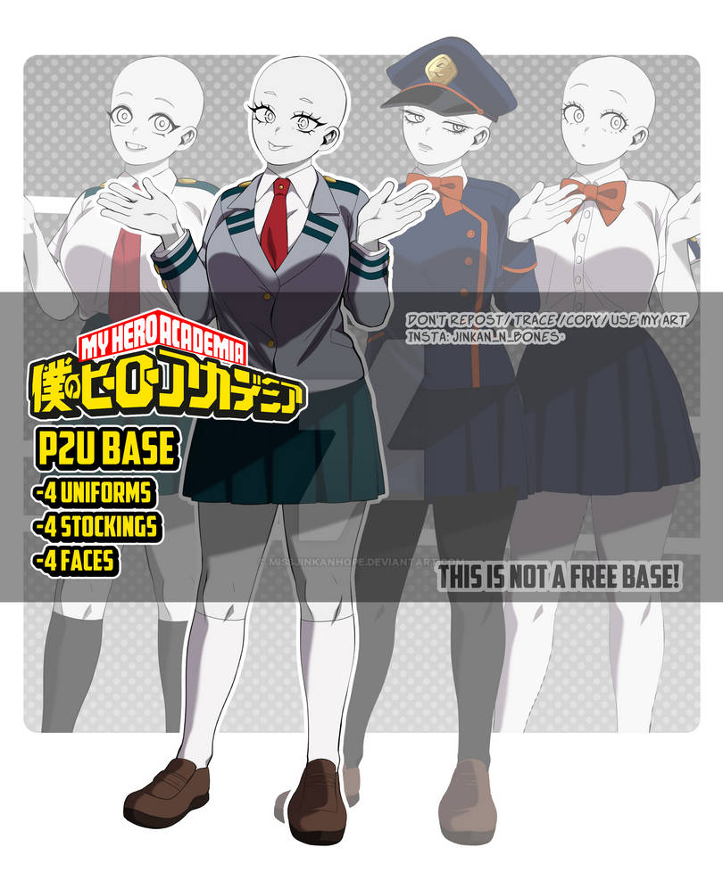 BnHA FEMALE BASE | UA // SHIKETSU UNIFORMS by MissJinkanHope on DeviantArt