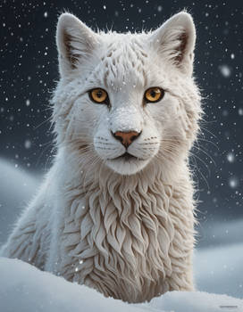 Enchanted Snow-Panther Pup on Christmas Night