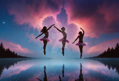 Graceful Soiree Above the Pink Sky Lake