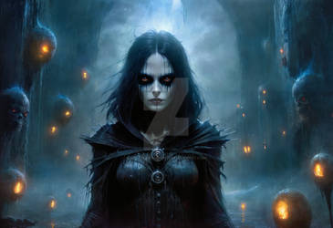 Crimson-Eyed Sorceress: Enchanting Darkness