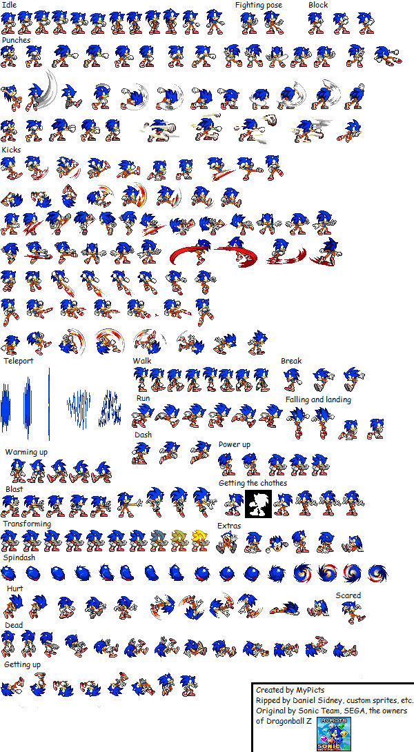 Sonic Sprites (Goku Uniform) by MyPicts on DeviantArt