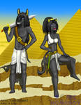 Anubis and Bast Illustration by SonicHomeboy