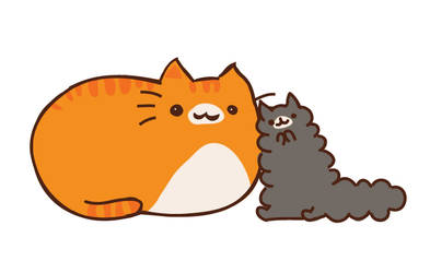 ginger pusheen and friend