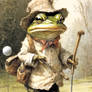 Whimsical Vintage Fantasy Frog Playing Golf