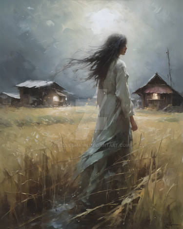 Worrawan, Grey Dress, Village Field