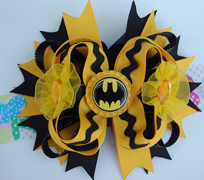 Batman hair bow, boutique ott bow