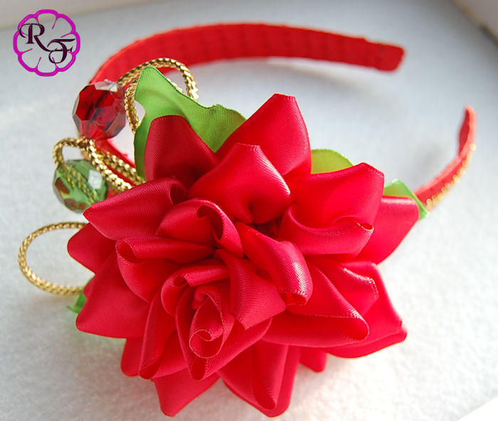 Ribbon Rose Headband Kanzashi Flower Headband By Maluqui On Deviantart