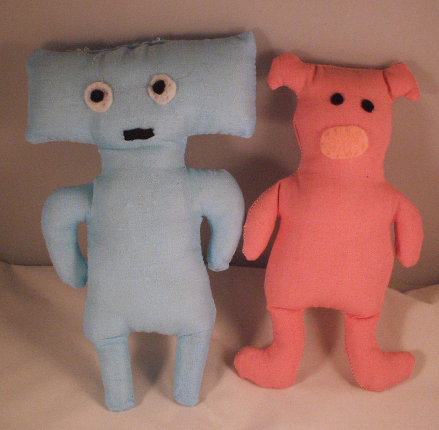 boy robot and pig dog toys