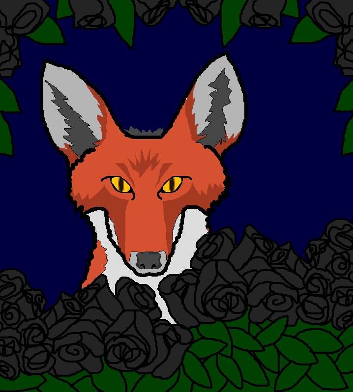 Fox Within A Black Rose Garden