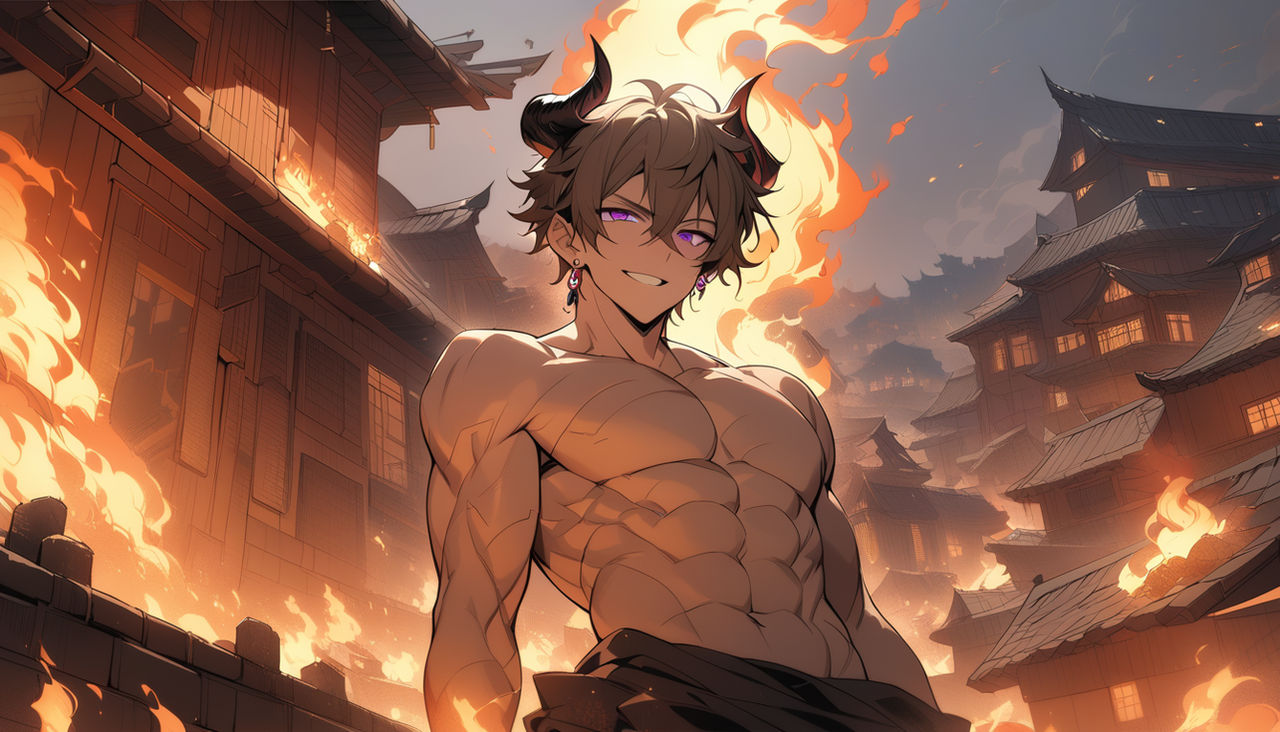 Tll Demon Tall fire demon in city by Nikrolai on DeviantArt