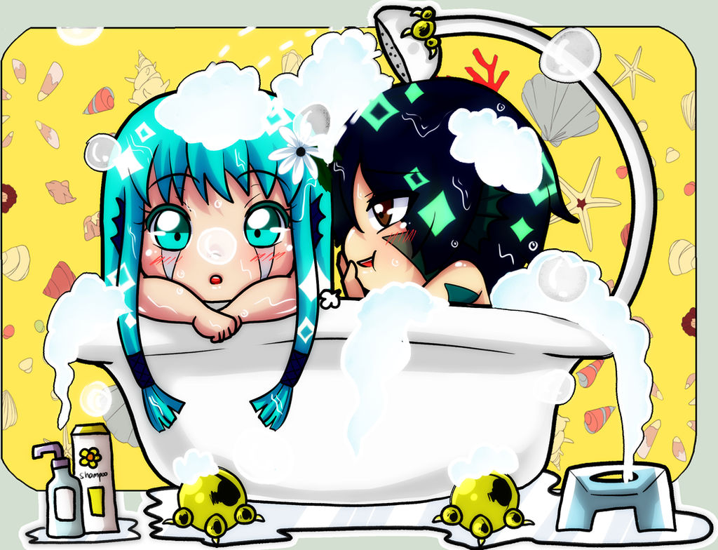 Chibi RaibaisanxShepard: Adorable Bubble Bath~