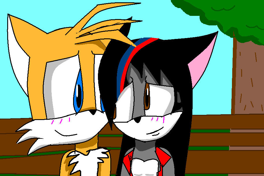 Stripe and Tails sitting on a bench by yoshiyoshi700 on DeviantArt