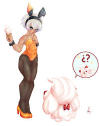 Bea in bunny suit