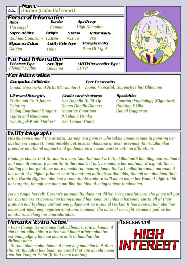 File 44 Deviantart Action Planet Entity Dossier File #44: Serena by BloonDice on DeviantArt