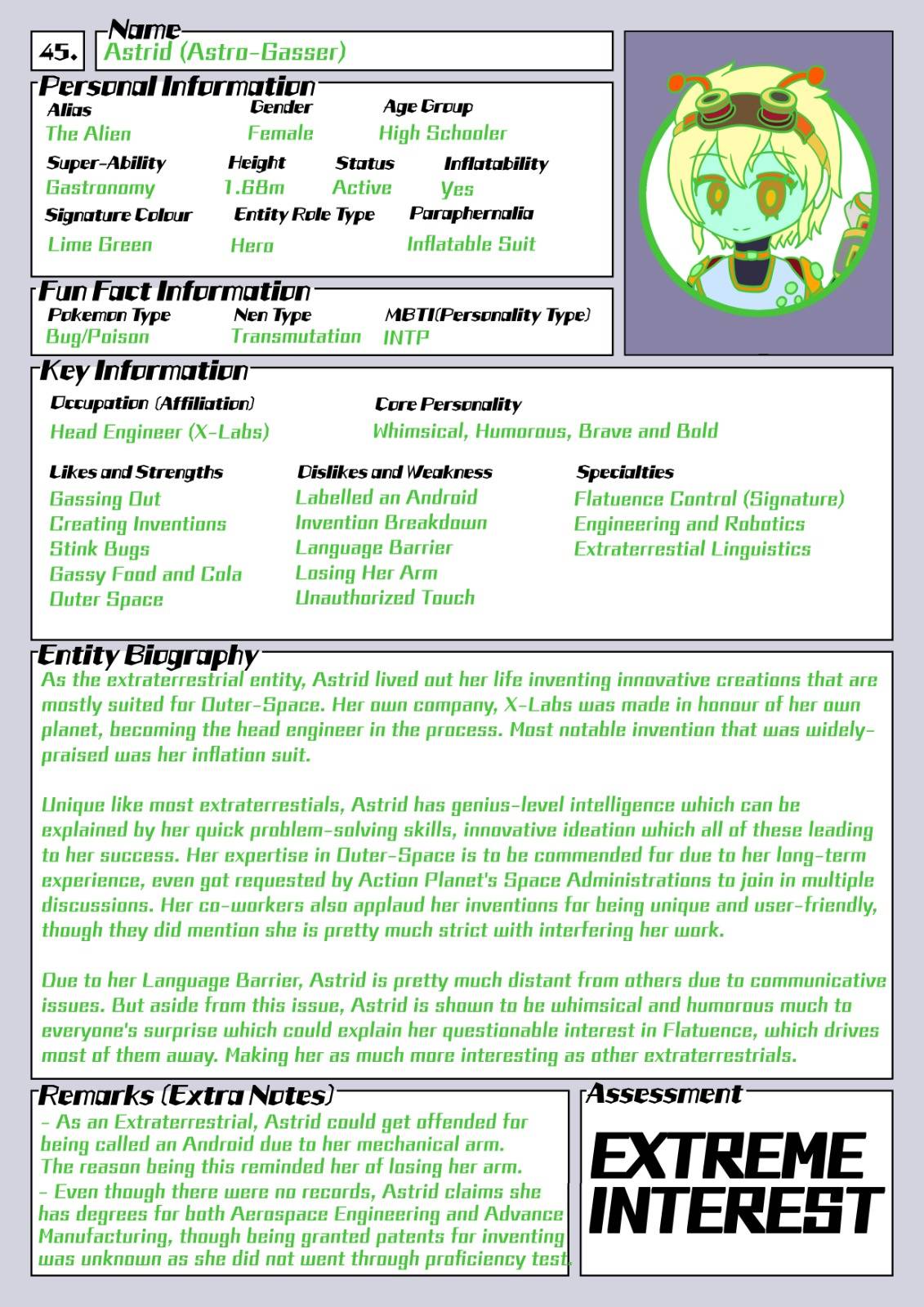 Action Planet Entity Dossier File #45: Astrid