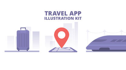 UI travel kit. Vector illustration for mobile