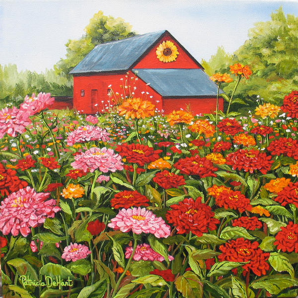 Barn with Zinnias