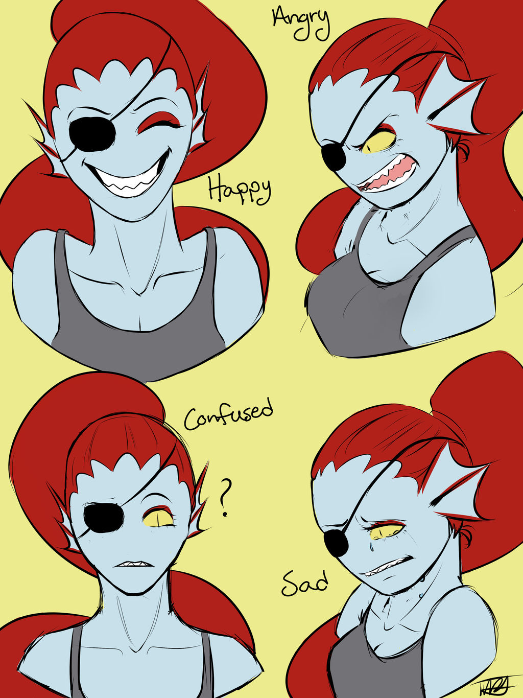 Undertale Fanart - Undyne Expressions by HueLux on DeviantArt