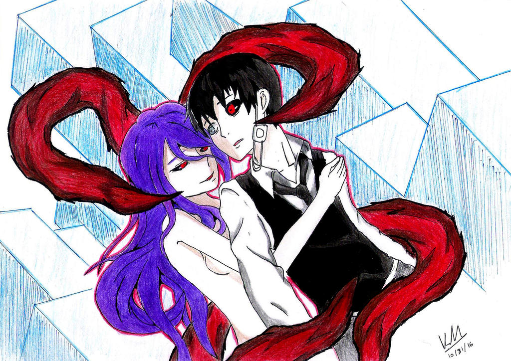 Kaneki Devours Rize Kaneki And Rize drawing by CrimsonK3y on DeviantArt