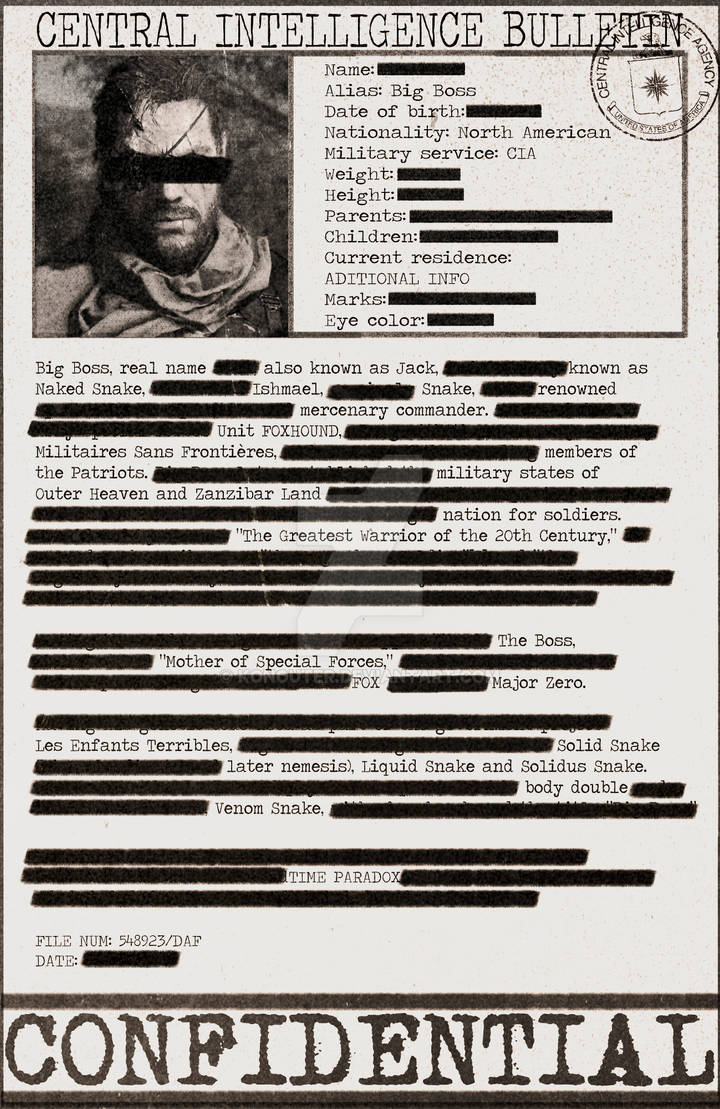 Cia File Big Boss by Konouter on DeviantArt