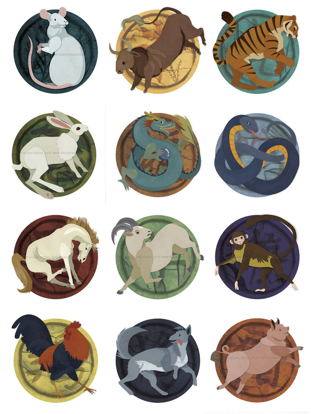 12 Chinese Zodiac Signs by erinwitzel on DeviantArt