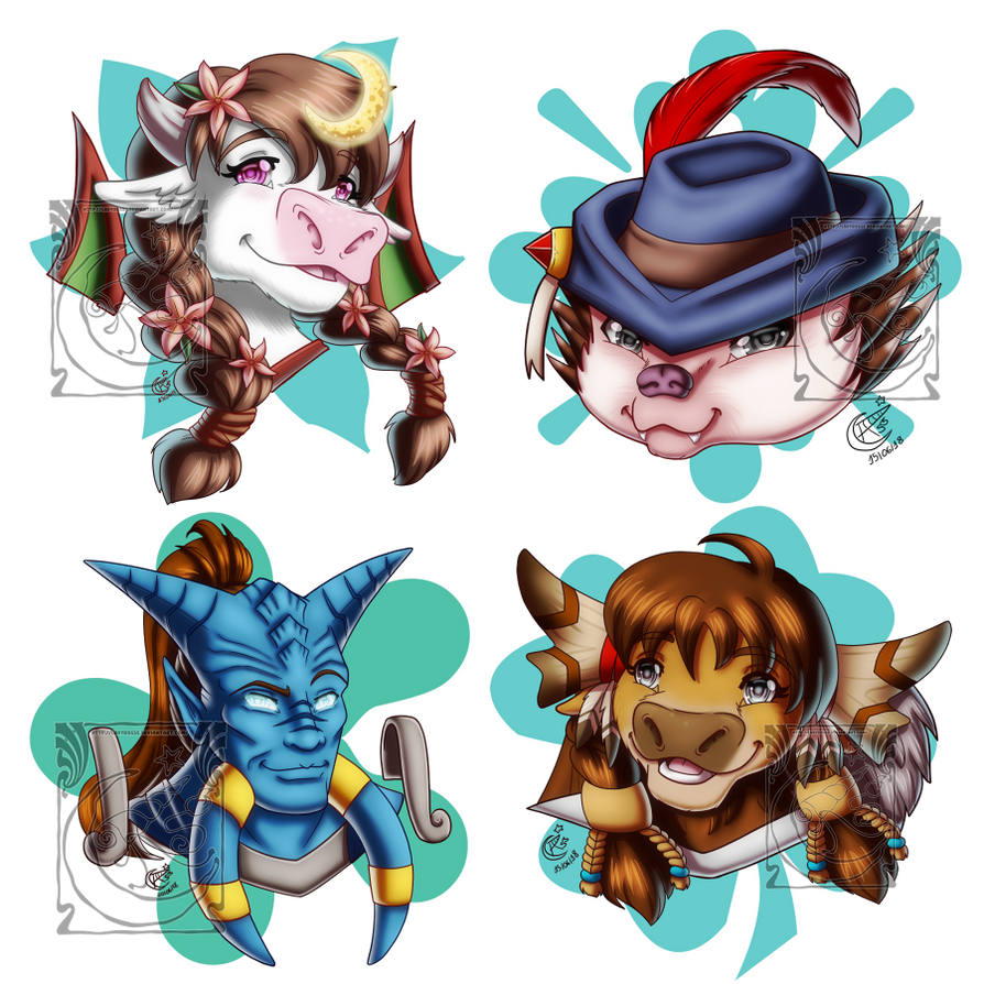 Patreon - Portrait rewards - June18 by LadyRosse